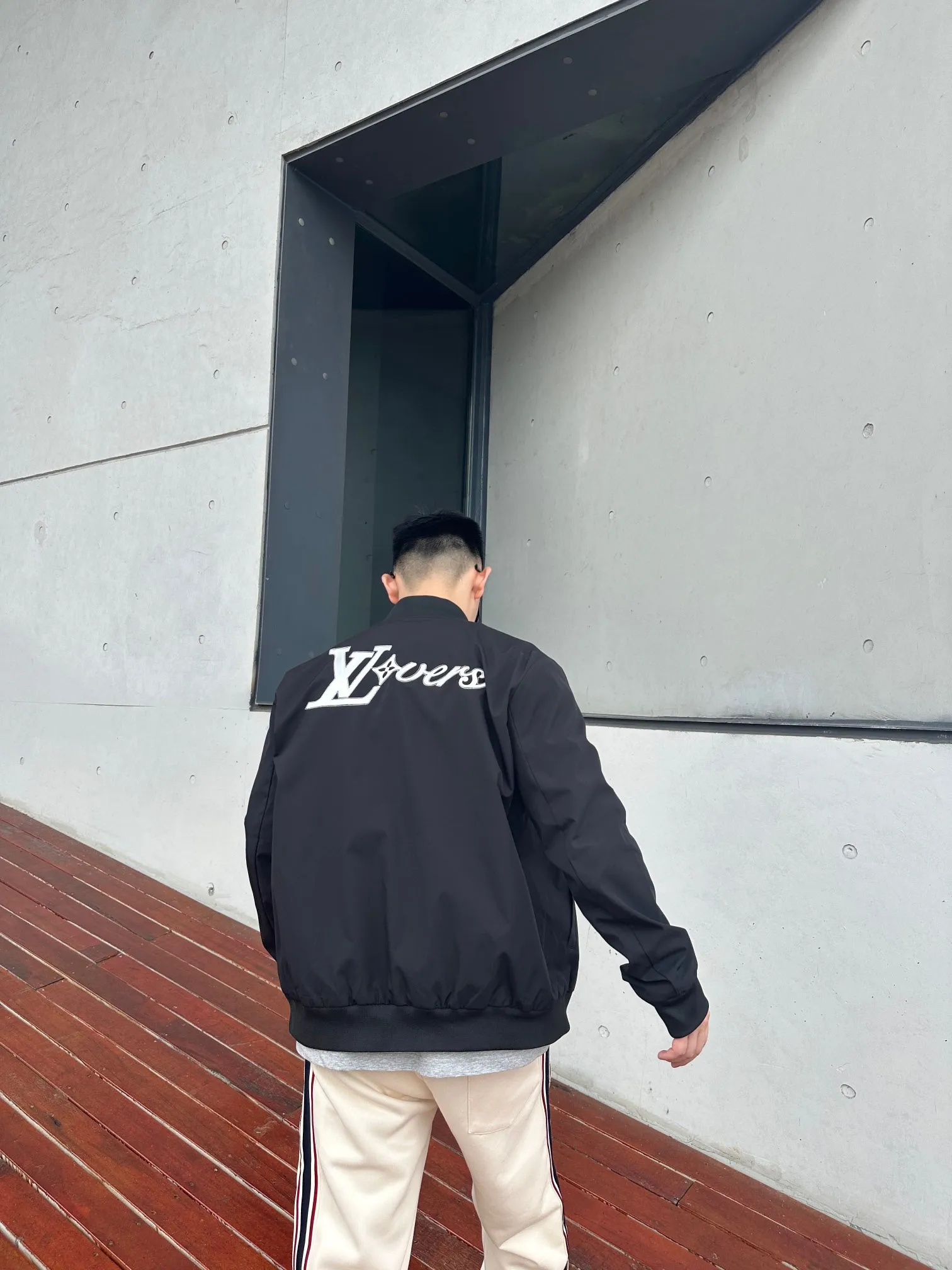 Louis Vuitton/Louis Vuitton embroidered lettering baseball jacket